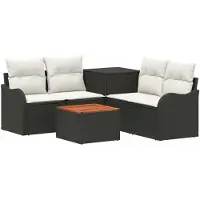 vidaXL Bankstel 6 st Zwart en Crème Wit 55 x 55 x 37 cm