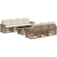 vidaXL Tuinset met 8 zitplaatsen. Beige en crème witte polyrotan
