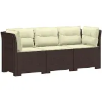 vidaXL 3-Zits Tu bank met Kussens Rattan Look 3-zits PP Bruin