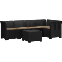 vidaXL - 5-Zits - Tuinbank - met - Kussens - Rattanlook - PP - Antraciet