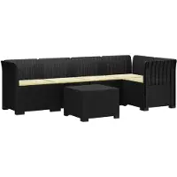vidaXL 5-Zits Tuinbank met Kussens Rattanlook PP Antraciet