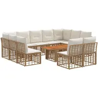 vidaXL Tuinbank Set 12 st Natuurlijk en Crème Wit poly rattan