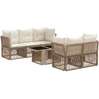 vidaXL Tuinbank Set 6 st Beige poly rattan