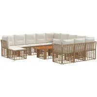 vidaXL Tuinbank Set 13 st Natuurlijk en Crème Wit poly rattan