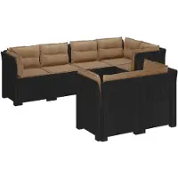 vidaXL 7-Zits Tuinbank met Kussens Rattan Look PP Antraciet