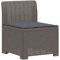 vidaXL Eén-zits Tuin Sofa met Kussen Rieten Look PP Lichtgrijs