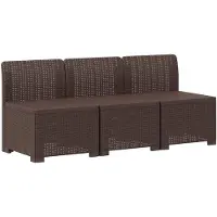 vidaXL 3-Zits Tuin Sofa Rottanlook 3-zits PP Bruin 165 x 62 x 70,5 cm