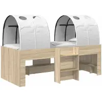 vidaXL Bed met luifel, 3 stuks, Sonoma-eikenhout en wit houtfineer