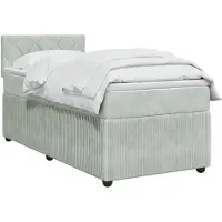 vidaXL Boxspringbed met matras, lichtgrijs, 90 x 200 cm, fluweel
