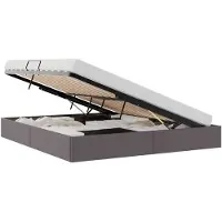 vidaXL Poef met bedframe en opbergruimte, grijs, 160 x 200 cm, kunstleer