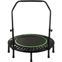 FOXSPORT Fitness Trampoline - Opvouwbare - Sport Trampoline - Mini Trampoline - Inclusief grijpstang - Ø 120 cm – Max. 100 kg - Trampoline Kinderen & Volwassenen - Zwart/Groen