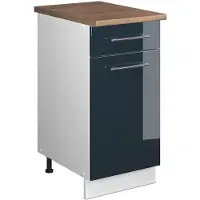Vicco Onderkast voor spoelbak/kookplaat Fame-Line, Donkerblauw hoogglans/Wit, 40 cm, WB Eik
