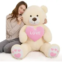 Sonstiges XXL knuffelbeer met hart en de tekst "Ik hou van jou", beige, 130 cm