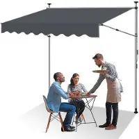 OEM Terraszonnescherm 400 x 150 cm - Anthraciet - Verstelbaar balkonzonnescherm met handbediening - Zonwering zonder boren voor terras en balkon