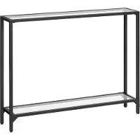 OEM Compacte glazen displaytafel - 2 lagen - Slank design - Zwart - Ideaal voor kleine ruimtes - 100 x 22 x 80 cm