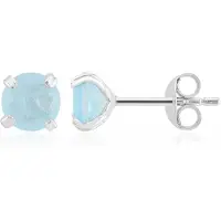 Cavill - Zilveren Oorbellen - 925 Sterling Zilver - Pastelblauwe Braziliaanse Kwarts 6mm - Ronde Slijpsel - Elegante Dames Oorbellen