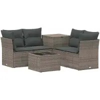 vidaXL Bankstel 6 st Grijs en Donkergrijs Poly Rattan en Staal
