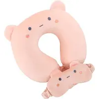 OEM Nekkussen met slaapmasker - Reiskussen voor hoofdsteun - Comfortabel reizen - Ergonomisch ontwerp met 360° draaibaarheid - Roze
