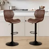 Sonstiges Barkruk met rugleuning, 360° draaibaar, in hoogte verstelbaar, bekleed met kunstleer (PU), bruin, 2 stuks