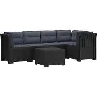 vidaXL - 5-Zits - Tuinbank - met - Kussens - Rattanlook - PP - Antraciet