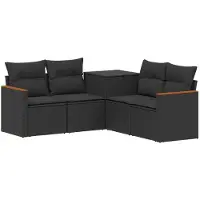 vidaXL Bankstel 5 st Zwart Poly Rattan en Staal