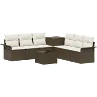 vidaXL Bankstel 8 st Bruin en Crème Wit 55 x 55 x 37 cm
