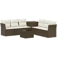 vidaXL Bankstel 8 st Bruin en Crème Wit 55 x 55 x 37 cm