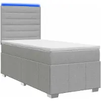 vidaXL LED boxspringbed met matras, lichtgrijs, 80 x 200 cm, gestoffeerd