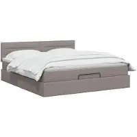 vidaXL Ottomanbed met matras en LED-verlichting, taupekleurig, 140 x 200 cm, met stoffen bekleding