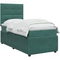 vidaXL LED boxspringbed met matras, donkergroen, 80 x 200 cm, fluweel