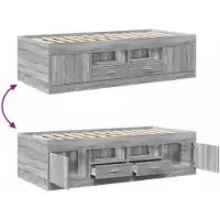 vidaXL Bedombouw met opslag Grijs Sonoma 80 x 200 cm Bewerkt hout