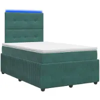 vidaXL LED Boxspringbed met Matras Donkergroen 120 x 200 cm Fluweel