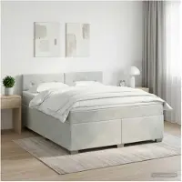 vidaXL Boxspringbed met matras Lichtgrijs 160 x 200 cm Fluweel