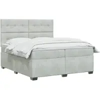 vidaXL Boxspringbed met matras Lichtgrijs 200 x 200 cm Fluweel
