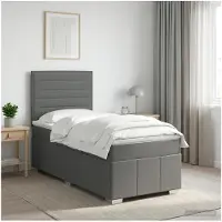 vidaXL Boxspringbed met matras, donkergrijs, éénpersoons, met stoffen bekleding