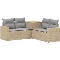 vidaXL Bankstel 5 st Beige en Licht Grijs Poly Rattan en Staal