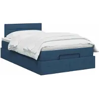 vidaXL Ottomanbed met matras en blauwe LED-verlichting, 120 x 190 cm, met stoffen bekleding