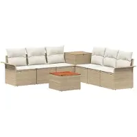 vidaXL Bankstel 8 st Beige en Crème Wit Poly Rattan en Staal