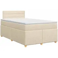 vidaXL Boxspringbed met matras Crèmekleurig 120 x 200 cm Stof