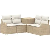 vidaXL Bankstel 5 st Beige en Crème Wit Poly Rattan en Staal