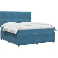 vidaXL LED boxspringbed met matras, blauw, 180 x 200 cm, fluweel