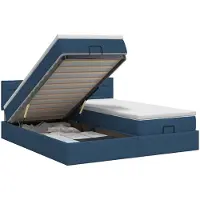 vidaXL Ottoman bed met matras met hoofdeinde 2 st Blauw Stof