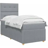 vidaXL Boxspringbed met matras met hoofdeinde Lichtgrijs Enkel Stof