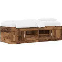 vidaXL Bedframe met opbergruimte, gerecycled hout, 80 x 200 cm, houtvezel