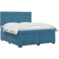 vidaXL Boxspringbed met matras Blauw 160 x 200 cm Fluweel