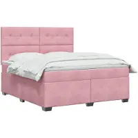 vidaXL Boxspringbed met matras en hoofdeinde, roze, 140 x 200 cm, fluweel
