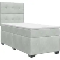 vidaXL Boxspringbed met matras met hoofdeinde Lichtgrijs Enkel Fluweel