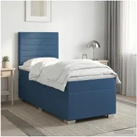 vidaXL Boxspringbed met matras Blauw 90 x 190 cm Stof