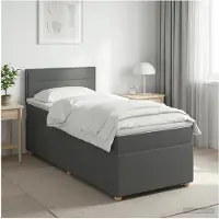 vidaXL Boxspringbed met matras Donkergrijs 80 x 200 cm Stof
