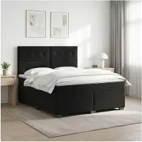 vidaXL Boxspringbed met matras, zwart, 140 x 200 cm, fluweel